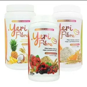 Viral Fibra on TikTok - Yeri Fibra Piña Colada | Frutos Rojos | Orange Flavors - Fiber Supplement, Wheat and Soy Protein, 300g (10.5oz) Made in Mexico