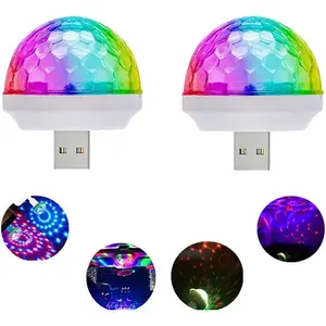 USB Mini Voice-Activated Magic Ball & Disco Ball Light - Portable Mini Strobe LED Car Atmosphere Light - Suitable for Christmas & Halloween Decoration - White (4 pcs)