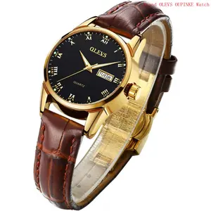 Brand OLEVS Women's Business Dress Watches for Ladies Female Brown Leather Strap Small Face Dress Analog Quartz Wrist Watch with Calendar Day Date Waterproof Luminous Gift Classic Casual Retro Band