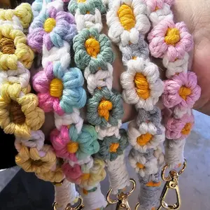 Macrame keychain with gold clasp
