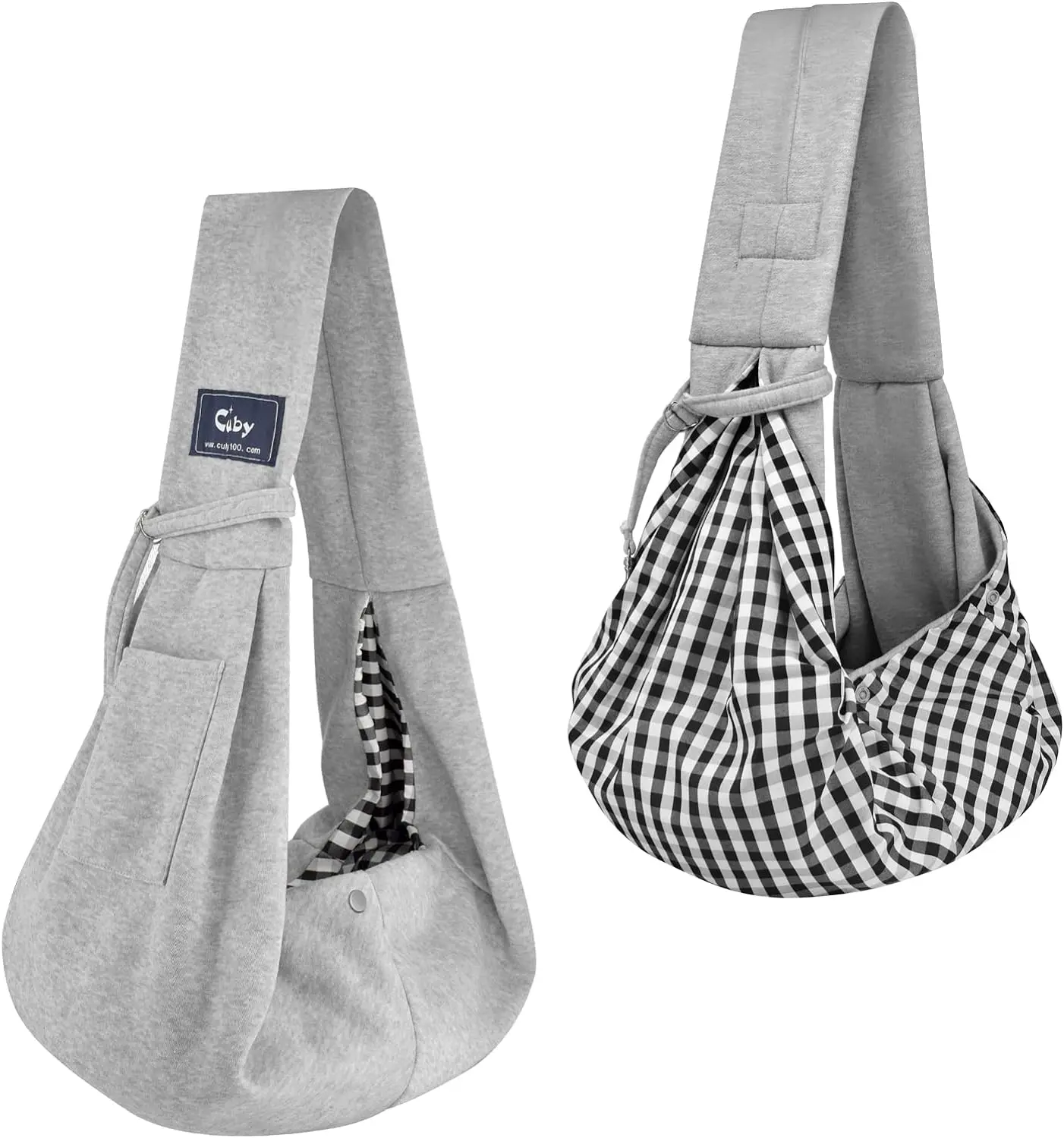 Dog and Cat Sling Carrier - Hands Free Reversible Pet Papoose Bag - Soft Pouch and Tote Design - Suitable for Puppy, Small Dogs Cats Outdoor (Classic Grey) critter cuddler sling