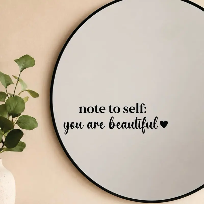 Note to Self You Are Beautiful Mirror Decal Vinyl Sticker Bedroom Home Decor Girls Vanity Affirmations