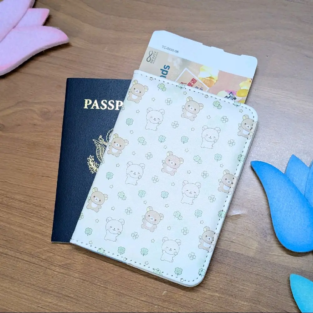 Kawaii Rilak Bear Passport Holder - Cute Cartoon Card Cover, ID Pack Protection Case with Multiple Cartoon Designs