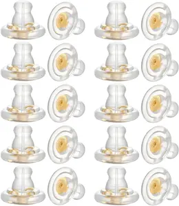 Silicone Earring Backs, 20 PCS, 18K Gold Secure Locking Design for Studs, Hypoallergenic Replacement for Droopy Ears, No-Irritation Earring Backs for Men and Women