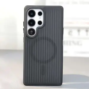 Matte Stripes Translucent Magnetic For Magsafe Case For Samsung Galaxy S26 S25 S24 S23 S22 S21 Ultra Plus Wireless Charge Cover
