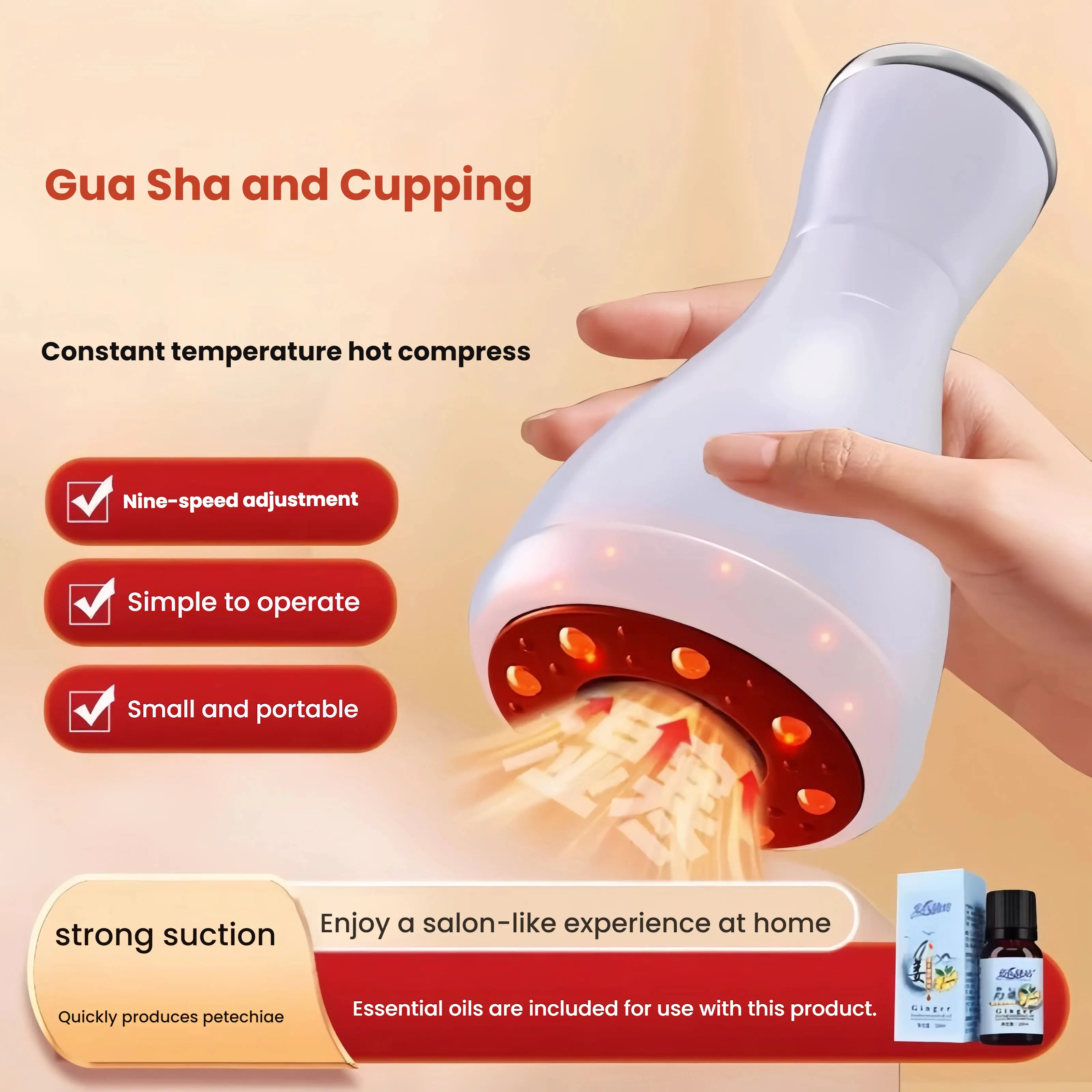 Battery-Powered Handheld Compact Electric Cupping Massager with Heating, Vacuum Suction & Storage Box for Body Scraping (Beauty & Personal Care Massage Device)