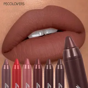 6pcs/set Matte Lip Liner, Black Brown Velvet Lipstick, Waterproof Non-stick, Contour Color Lip Liner, Crayon Lip Gloss Makeup, Lippie Pencil, Lip Liner Pencils