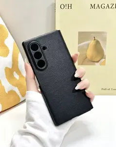 Ultra-Slim Leather Flip Case for Samsung Z Fold 5, 6, 7 - Scratch-Resistant, Full Camera Lens Protection - Minimalist High-End Business Phone Cover for Men