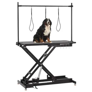 【GARVEE】Hydraulic Pet Grooming Table for Large Dogs, Adjustable Height - Electric Dog Grooming Table Trimming/Drying Table w/Arm/Noose Maximum Capacity Up to 264Lb, Black