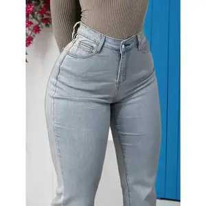 Women's High Waisted Light Wash Flare Jeans - Skinny-to-Flare Leg Fit Stretch Denim Pants, Non-See-Through All-Season Machine Washable Jeans Suitable for Everyday & Formal Outfits - Retro Casual Streetwear (Skinny & Wide-Leg)
