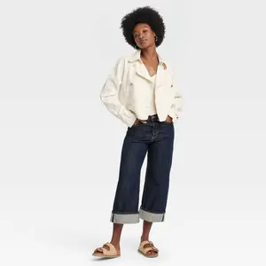 Women's Denim Cropped Trench Jacket - Universal Thread