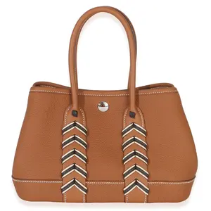 Pre-owned NY156056 Hermès Gold Bai Brun Craie Togo Swift Neo Garden 23 Bredies PHW