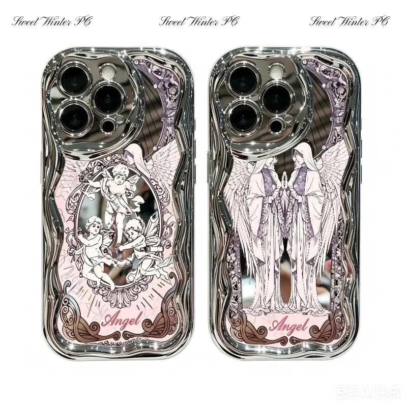 Retro Cupid Angel Phone Cases For iPhone 17 Promax Pro Air 16 Plus 15 14 13 12 11 Electroplated Soft Shockproof Protective Cover Perfect Christmas Halloween Birthday Gift