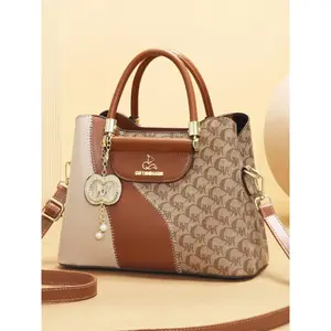 Women's Fashionable Letter Pattern Patched Design Handbag, Casual Versatile PU Leather Crossbody Bag with Letters Charm, Trendy All-match Commuter Bag for Daily Used, Casual Handbag Satchel