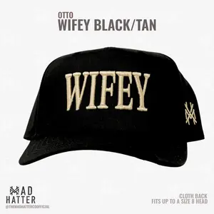 Wifey Bride Wedding Anniversary Otto Embroidered Baseball Cap Snapback Hat - Premium Cotton Cloth Back Adjustable Fits Up to Size 8 Large Head Big Head Friendly Special Gift for Her