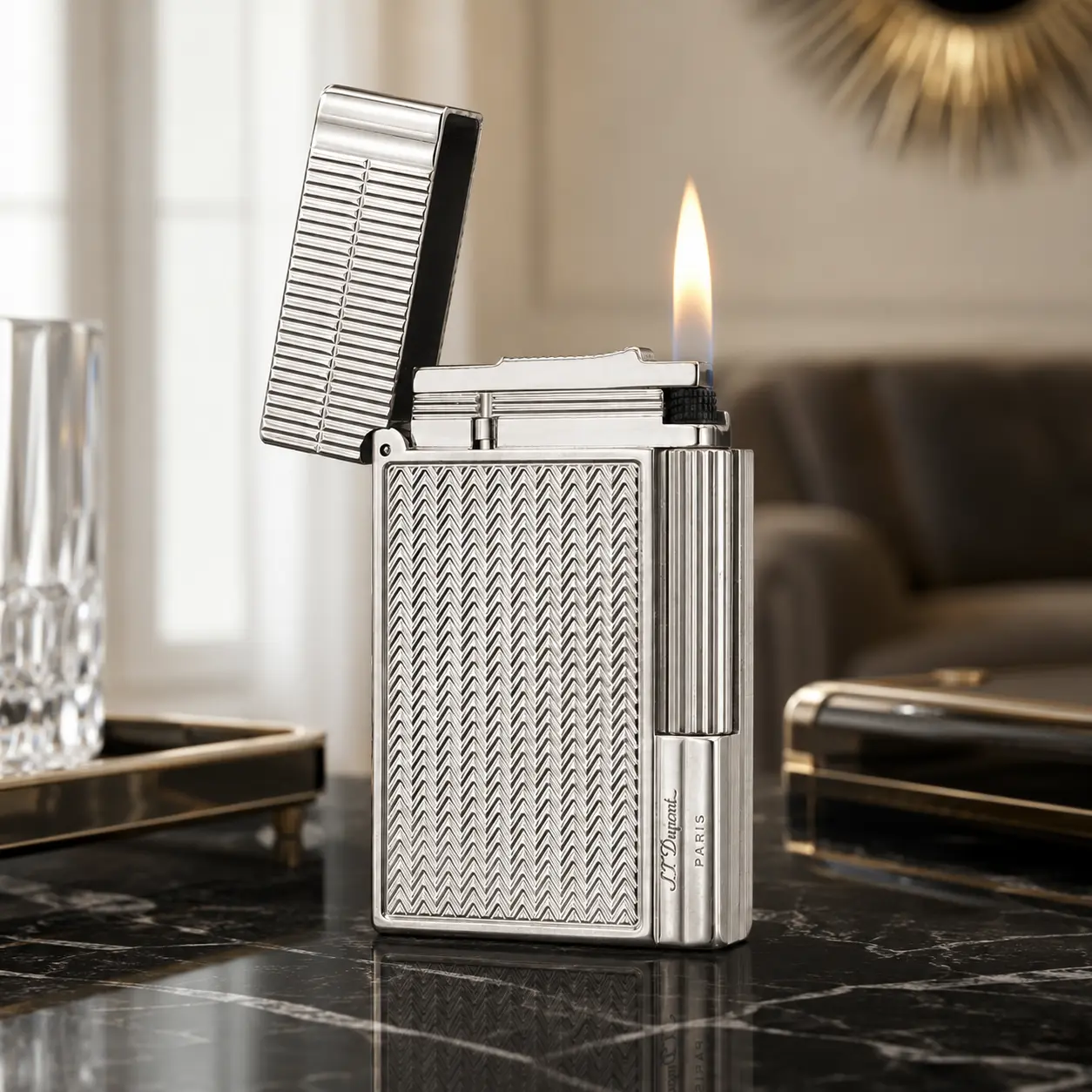 [Classical] New Gatsby Silver Guilloche DPT Luxury Lighter 140g best gift for him Home