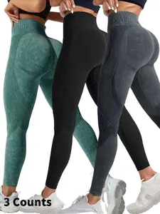 Women's High Waist Seamless Yoga Pants, Thick Sand Wash Quick Dry Butt Lifting Tight Fit Letter Print Sports Running Fitness Long Pants, High Stretch Shaping Leggings, High Waisted Legging, High Waist Activewear