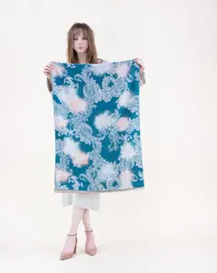 Elegant Women’s Baroque Paisley Over Watercolor Scarf with Artistic Design and Fringe Detailing Casual Soft Shawl
