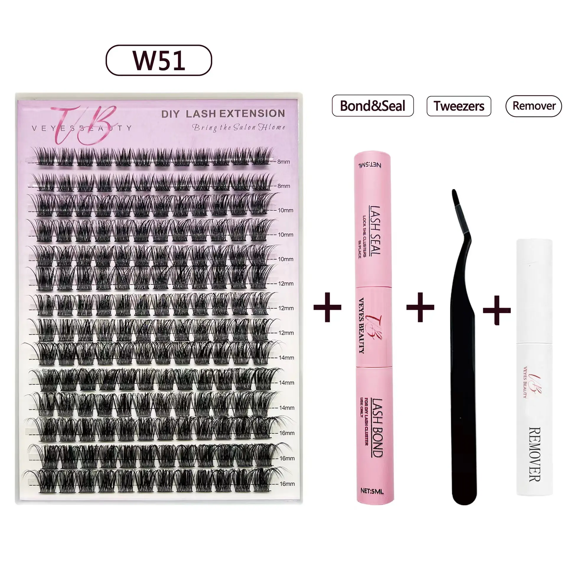 Dramatic Volume Fluffy Wispy Lashes Cluster Lash Kit Faux Mink Extensions With 5 Second Applicator Bond And Seal Boneless Eyelashes