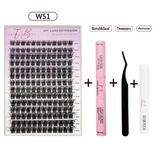 Dramatic Volume Fluffy Wispy Lashes Cluster Lash Kit Faux Mink Extensions With 5 Second Applicator Bond And Seal Boneless Eyelashes