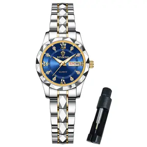 BINBOND  watches for women  Fashion Diamond Elegant  Date Ladies  Wrist Watches for Women Stainless Steel Waterproof Luminous  Jewelry Designer 2521