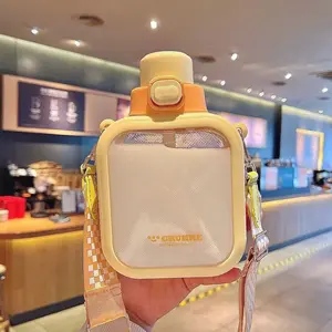 Square Water Bottle Drinkware Plastic Kids Leakproof