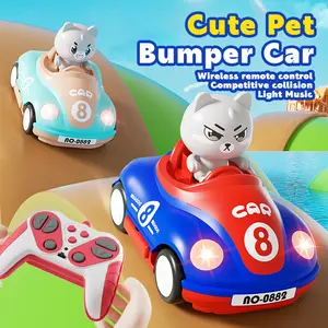 Cute Pet Bumper Car 2 Players Remote Control Car Set for Ages 5-8 with Competitive Collision and Light Music Features