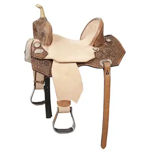 HILASON Flex Tree Western Horse Saddle in American Leather Barrel Trail | for Horses
