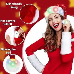 LED Light-Up Santa Hats - Christmas Caps with Colorful Lights, Battery Included - Perfect for Holiday Parties & New Year Celebrations