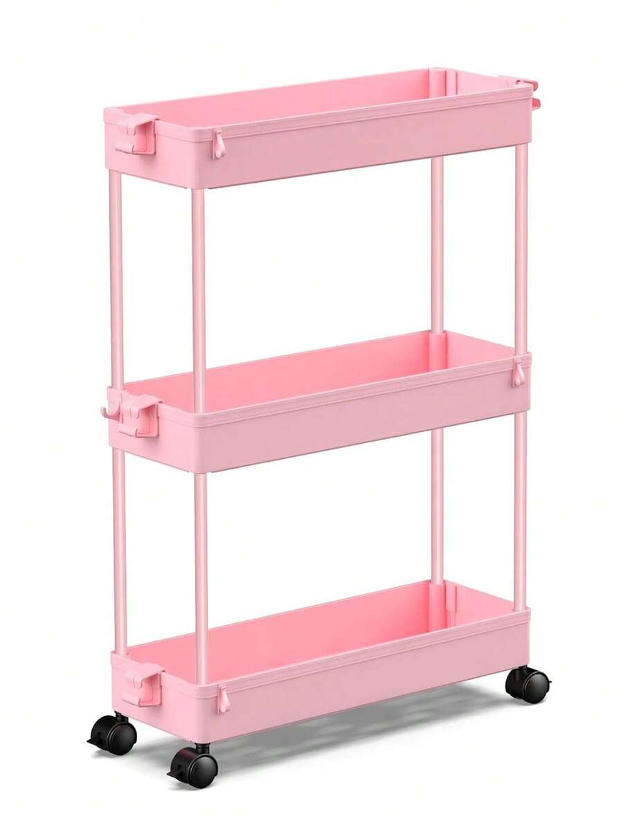 SPACEKEEPER Slim Rolling Storage Cart, 3 Tier Bathroom Storage Organizer Laundry Room Utility Cart Mobile Shelving Unit, Multi-Purpose For Kitchen Office Bathroom Laundry Narrow Places
