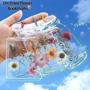 40Pcs Large Size Bookmark, Flower Page Clips Bookmarks, Children Gifts Handmade DIY Transparent Beautiful Flower Page, Glass Bottle Wishing Bottle Stickerr