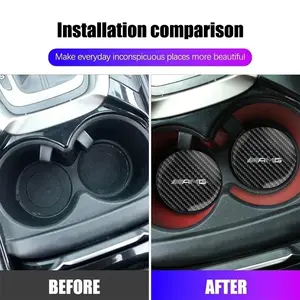 New Carbon Fiber Anti-Slip Car Cup Holder Mat, Car Accessories, Compatible with Mercedes Benz Amg W204 W203 W212 W211 W124 W210 Glc Gle E Cla Gla W205 W211 W213