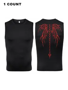 Men's Wing Skull Graphic Print Sleeveless Top, Regular Fit Casual Round Neck Top for Summer, Men's Top for Daily Wear, Streetwear