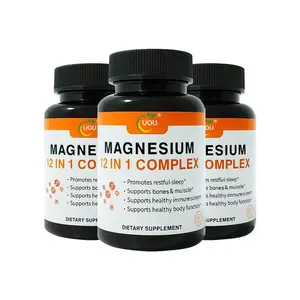 3packs-UOU Magnesium Complex 1000mg Supplement with Glycinate Citrate Malate Oxide Taurate Aspartate Orotate Vegan Capsules for Muscle Heart Sleep and Relaxation Support Essential Minerals for Healthy Body Function