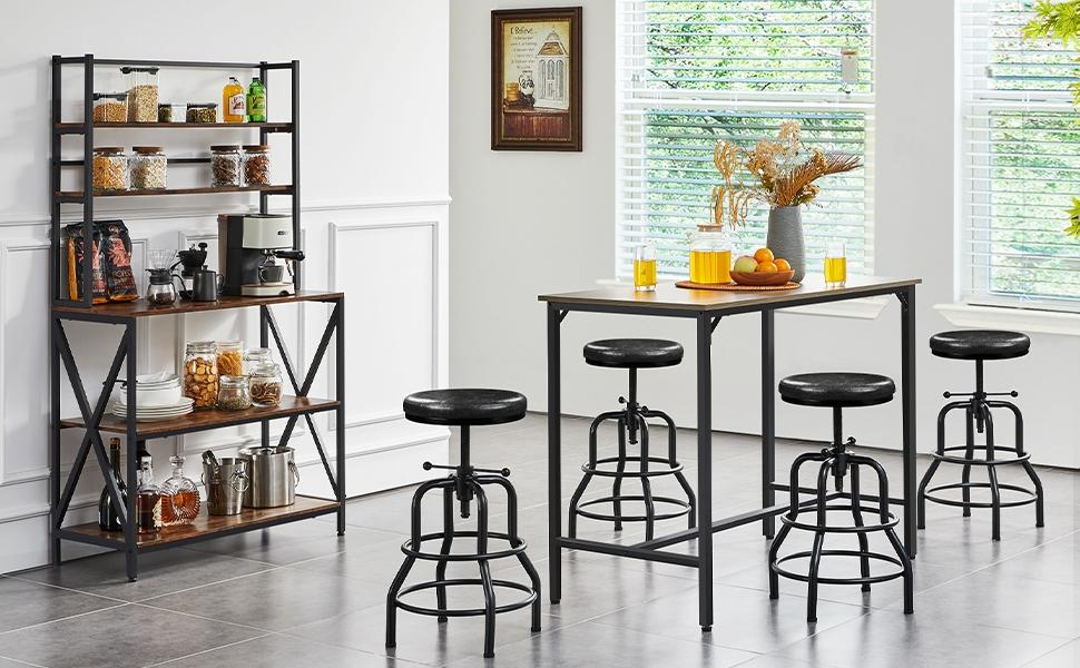 Yaheetech Industrial Bar Stool Vintage Counter Height Stool with Round Faux Leather Seat Adjustable Kitchen Stool 21.5-28 Inch Tall, 1PC Yaheetech Industrial Bar Stool Vintage Counter Height Stool with Round Faux Leather Seat Adjustable Kitchen Stool 21.5-28 Inch Tall, 1PC