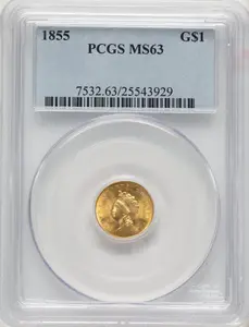 Gold Dollars (1855 G$1 Type Two, MS)