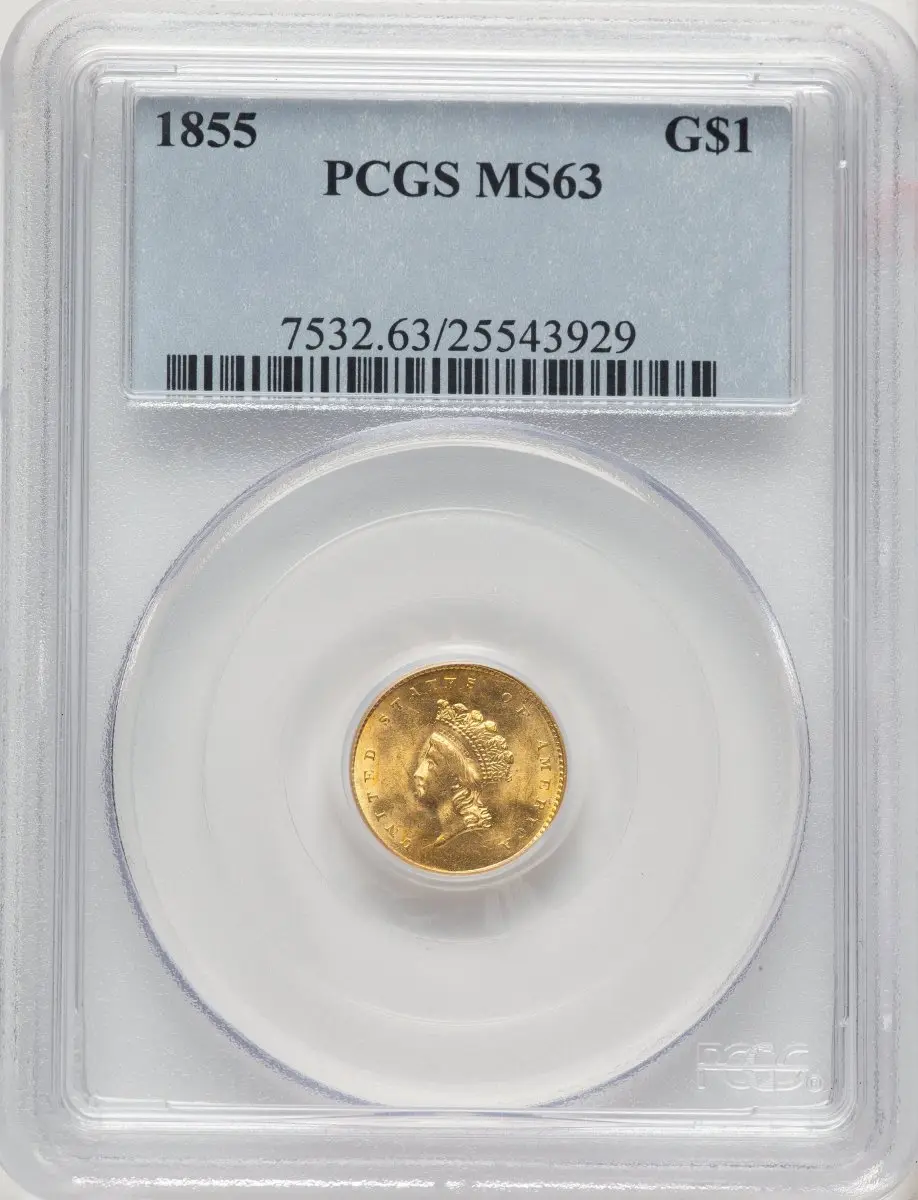 Gold Dollars (1855 G$1 Type Two, MS)