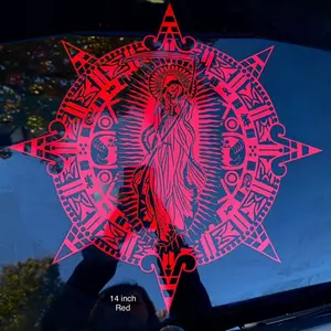 Azteca Sun Santa Muerte  Decal Sticker Decal Sticker for Car, Trucks, SUV, Windows 4 Different Sizes, Glass Doors, Vehicle Exterior Decoration