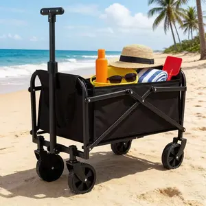All Terrain Portable Camping Cart, Small Multi-Functional Metal Frame Hand Truck, Easy Carry Grocery Shopping Outdoor Gear