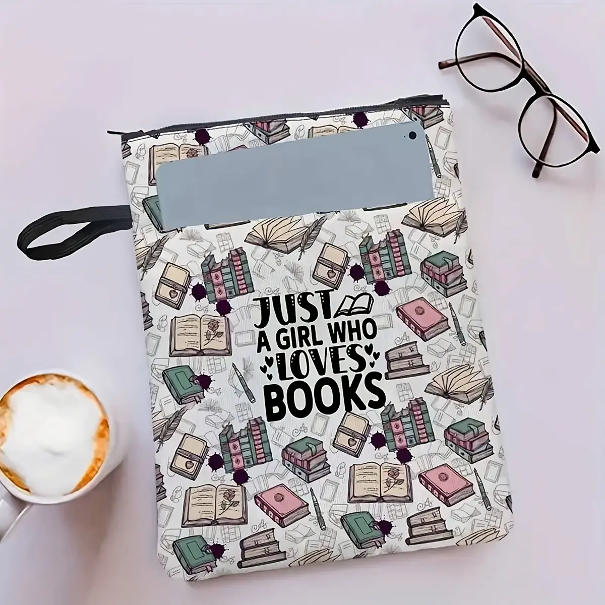 Inspiring Book Lover Gift, Just a Girl Who Loves Books Design, Extra Pockets, Smooth Zipper, Ideal for Librarians, Teachers, Graduates