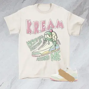 AJ 3 Spring Is In The Air Kream Sneaker Streetwear Graphic Tee, Unisex Casual Tee, Sneaker Match Shirt Menswear Streetwear EBX