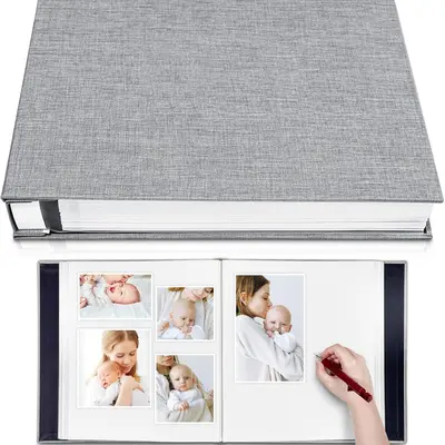 200 Pockets Photo Album, Linen Cover, Large DIY Scrapbook Album Fits 4x6 Photos, Insert Page Style, Children Growth Record Book | SHEIN