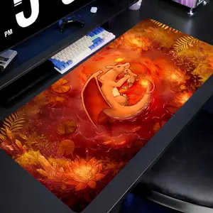 PKM Chaarizaard Sleep Watercolor Anime Mouse Pad Fire Monster Desk Pad Eternal Duel Mousepad for Gaming and Office Use