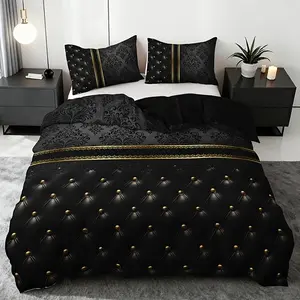 Luxury Textured Print Bedding Set, Soft Comfortable Fabric, Zipper Design, 3 Piece (1 Fitted Sheet + 2 Pillowcases)