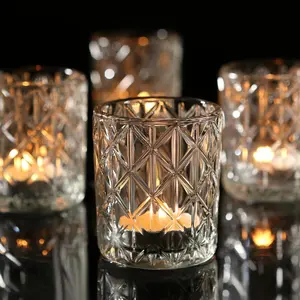 24pcs Clear Votive Candle Holders 2x2.5inch Bulk Glass Candle Holder for Wedding Table Centerpieces Tea Light Holder for Wedding Party Holiday Decor