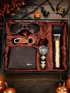 Men's High-Quality Watch Set with Glasses, Wallet, Hair Trimmer, Keychain, Casual Quartz Analog, Perfect Gift for All Seasons, Men Accessories