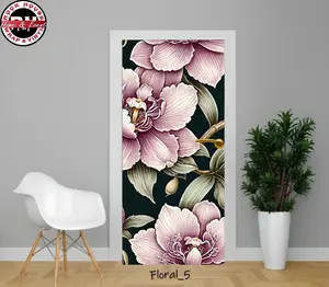 Floral Door Wrap Pink and Black – Peel and  Stick Vinyl Door Decal