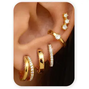 MILACOLATO Gold Earrings Gold Hoop Earrings for Women Trendy Dainty Stud Earrings 14K Plated Gold Earrings Small Double Gold Silver Hoop Earrings for Women Lightweight Huggie Cartilage Earrings Set Gold Jewelry for Women Gifts