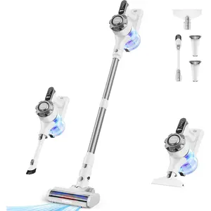 Cordless Vacuum Cleaner, 8-in-1 Lightweight Stick Vacuum with 45mins Runtime,  Suction, Vacuum Cleaners for , Hardwood Floors, Carpet, ,White