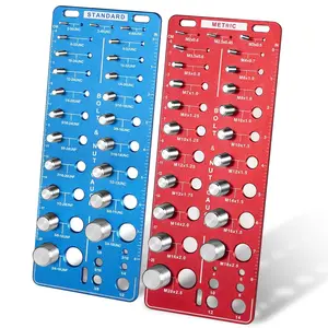 56 count Thread Checker, Nut and Bolt Thread Checker Standard and Metric, Thread Gauge Include 22 Inch & 22 Metric & 12 Drill Bit Sizes, Suitable for Nut Bolt Size Finder Classification